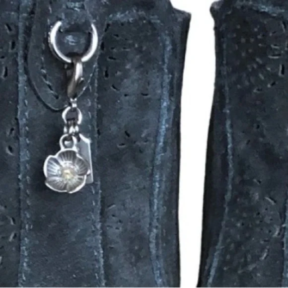 Coach Bowery Chelsea Boots - Black Suede-Laser Cut Floral- Size 8.5- EUC - Picture 6 of 6